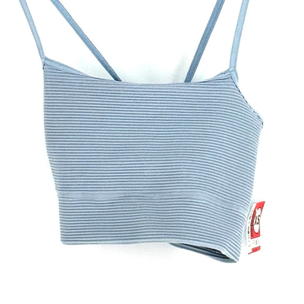 Free People FP Movement New Blue Ribbed Bralette Crop Top XS Athleisure Gym